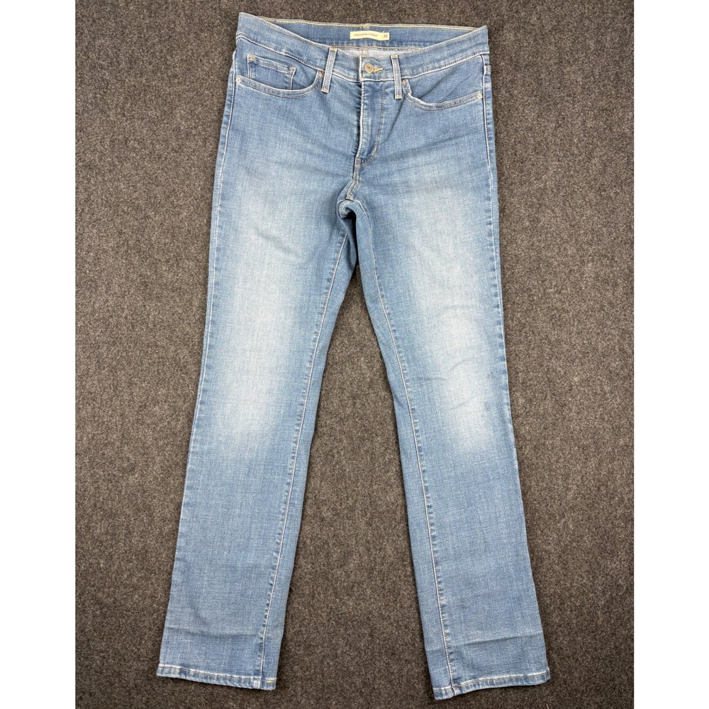 Levis 314 Shaping Straight Jeans Womens 30 Light Wash Blue Denim Stretch (31x30)